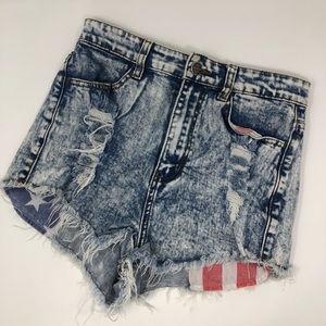 Distressed jean shorts